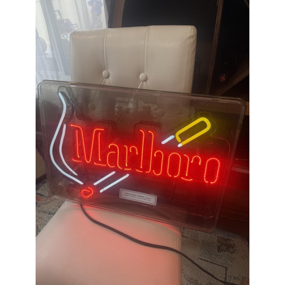 Vtg Marlboro Cigarette Philip Morris Everbrite Neon Light Sign Store Display Ad